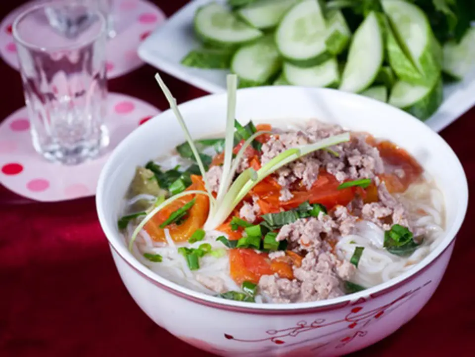 Bún canh chua thịt băm Bún canh chua thịt băm
