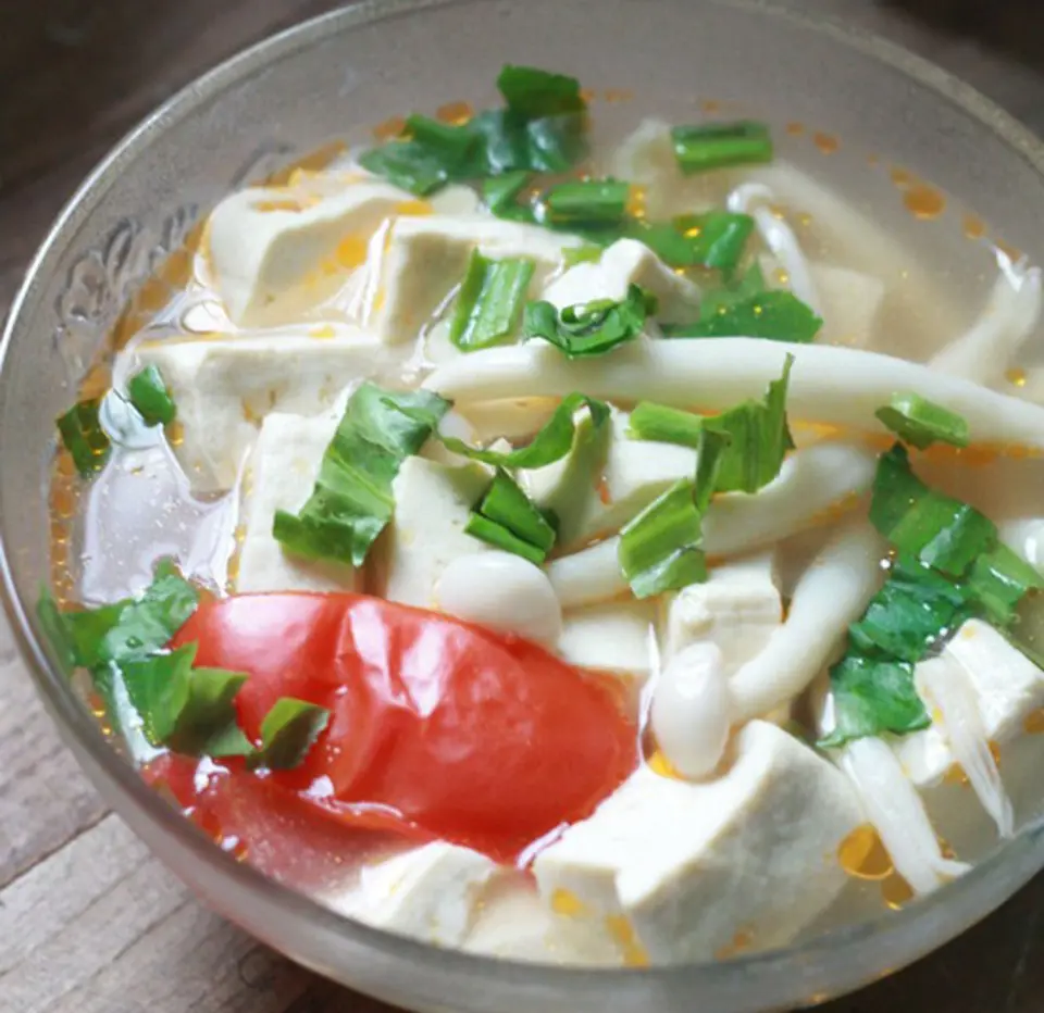 Canh đậu nấu nấm hải sản