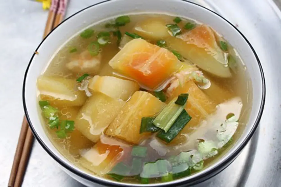 Đu đủ nấu tôm ngọt nước ngon canh