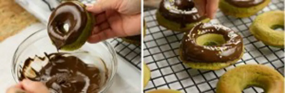 Cách làm bánh Donut trà xanh bọc sôcôla ngon tuyệt