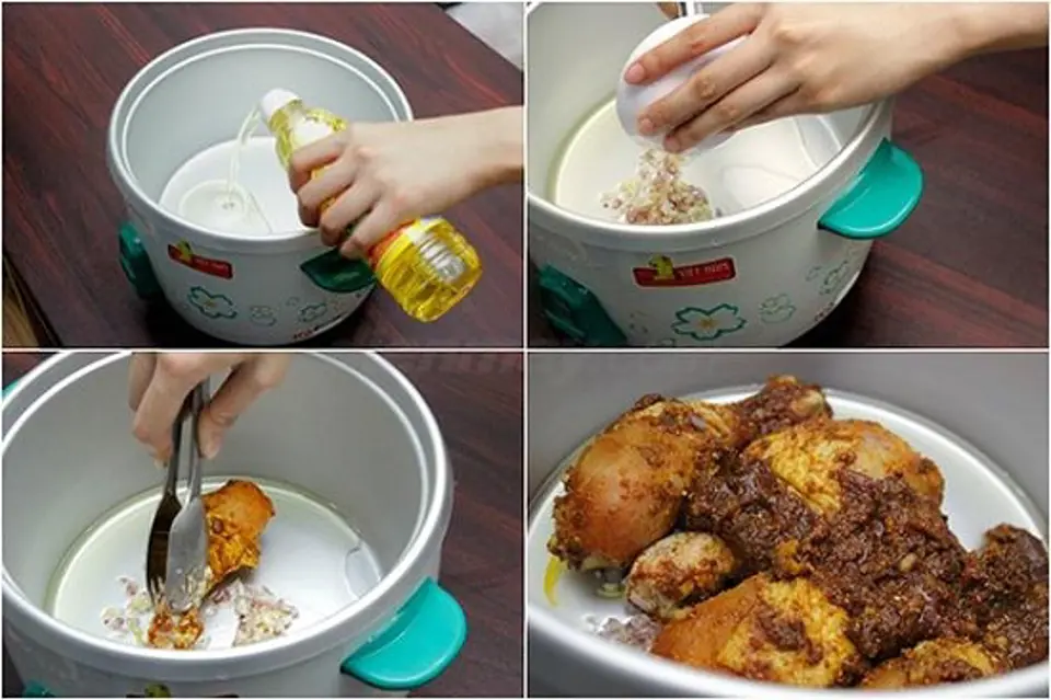 Cách làm cơm cà ri gà bằng nồi cơm điện