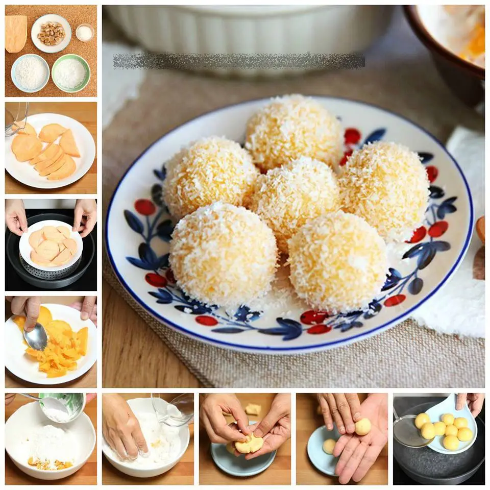 Cách làm bánh khoai lang lăn dừa thơm ngon